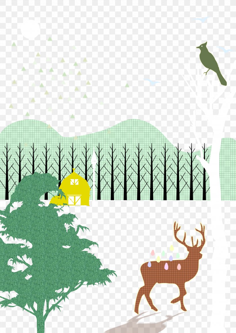 Deer Cartoon Illustration, PNG, 3508x4961px, Deer, Animation, Area, Art, Border Download Free