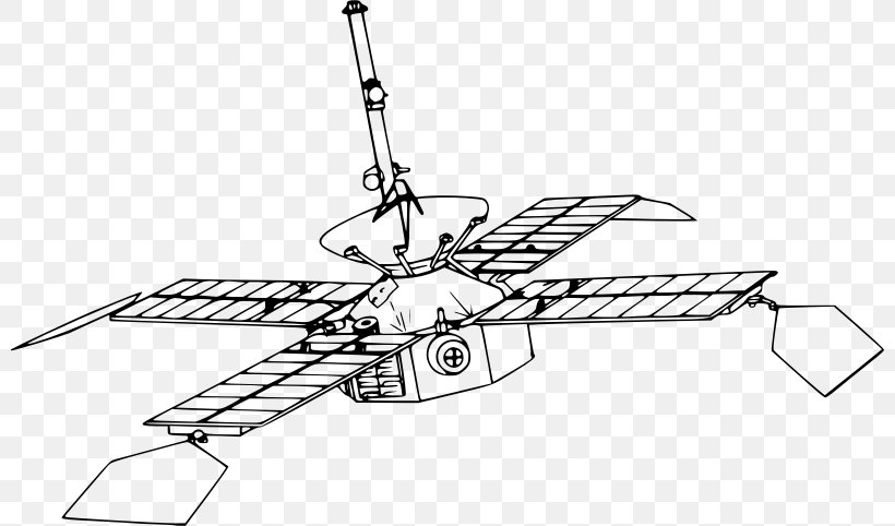 Mariner Program Space Probe Mariner 4 Diagram Clip Art, PNG, 800x482px, Mariner Program, Black And White, Deep Space 1, Diagram, Drawing Download Free
