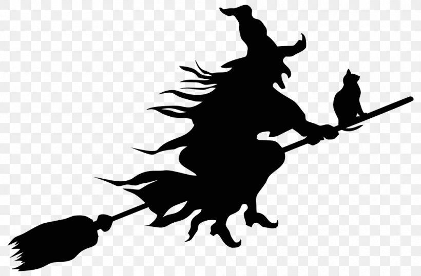 Witch Flying Witchcraft Broom Clip Art Vector Graphics, PNG, 1000x658px, Witchcraft, Black, Black And White, Broom, Drawing Download Free