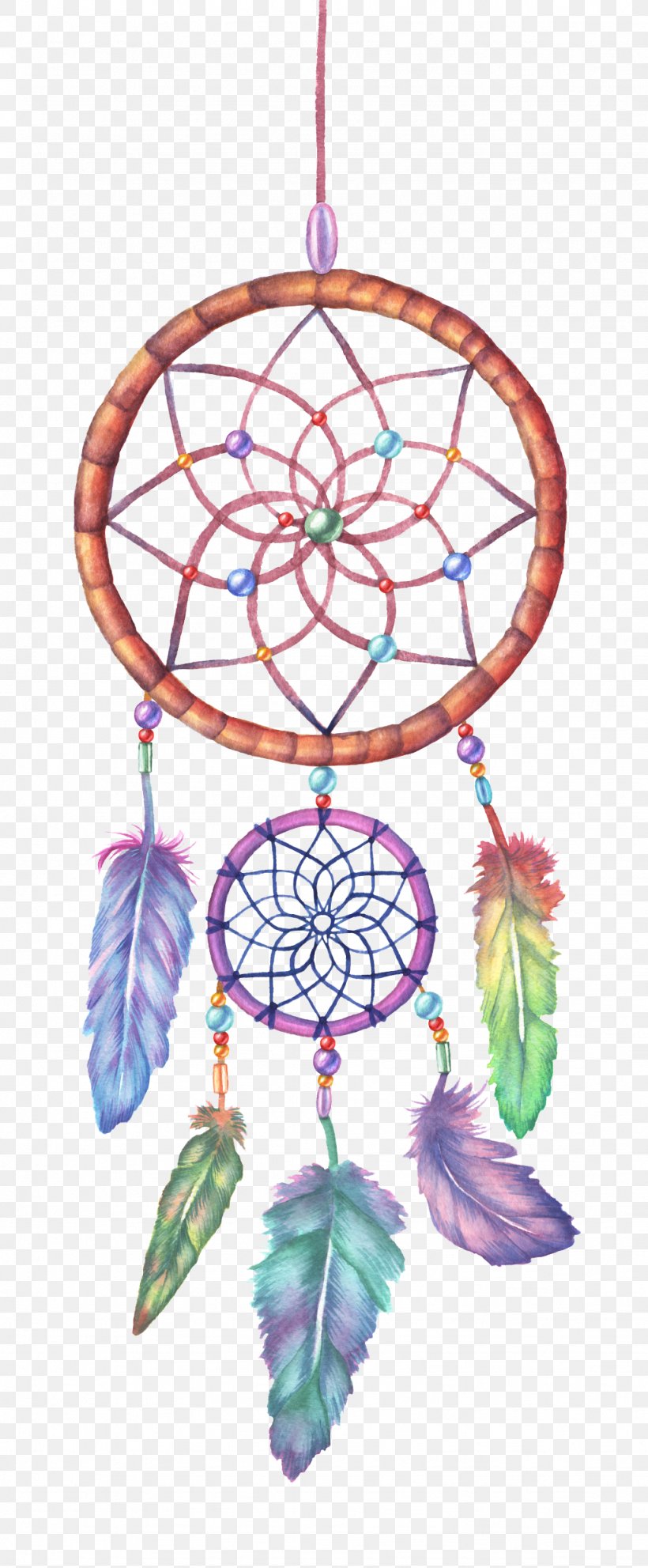 Dreamcatcher Watercolor Painting Drawing Illustration, PNG, 1024x2477px, Dreamcatcher, Art, Christmas Ornament, Creative Arts, Drawing Download Free