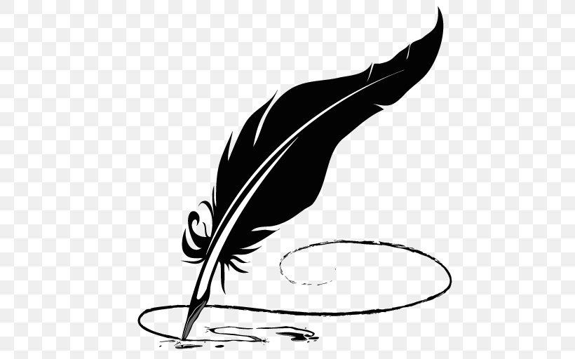 Paper Pen Quill Feather Clip Art, PNG, 512x512px, Paper, Beak, Bird, Black, Black And White Download Free