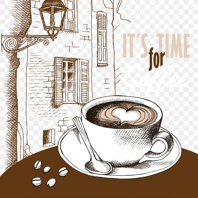 Coffee Cupcake Cafe Drawing, PNG, 2362x2362px, Coffee, Afternoon, Cafe, Caffeine, Cake Download Free