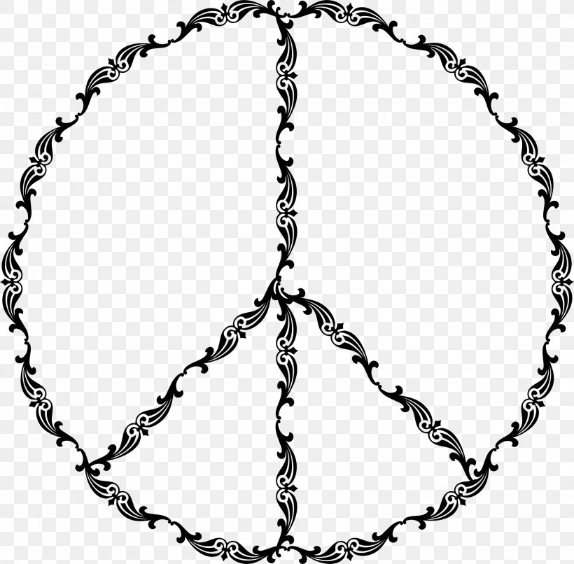 Peace Symbols Clip Art, PNG, 2316x2278px, Peace Symbols, Area, Black And White, Body Jewelry, Chain Download Free
