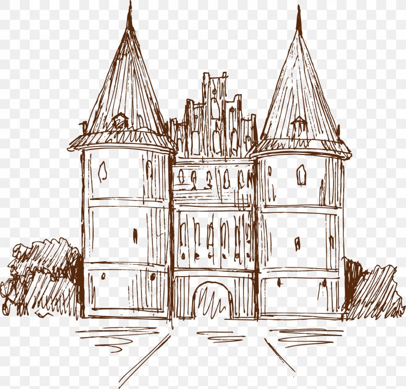 Castle Download, PNG, 1570x1506px, Castle, Architecture, Black And White, Drawing, Facade Download Free