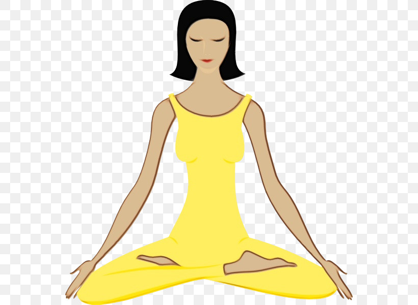 Meditation Yellow Physical Fitness Yoga Leg, PNG, 564x600px, Watercolor, Balance, Leg, Meditation, Neck Download Free