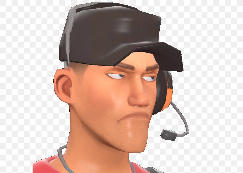 Team Fortress 2 Scouting The Orange Box Video Game 2Fort, PNG, 600x582px, Team Fortress 2, Audio, Audio Equipment, Cap, Chin Download Free