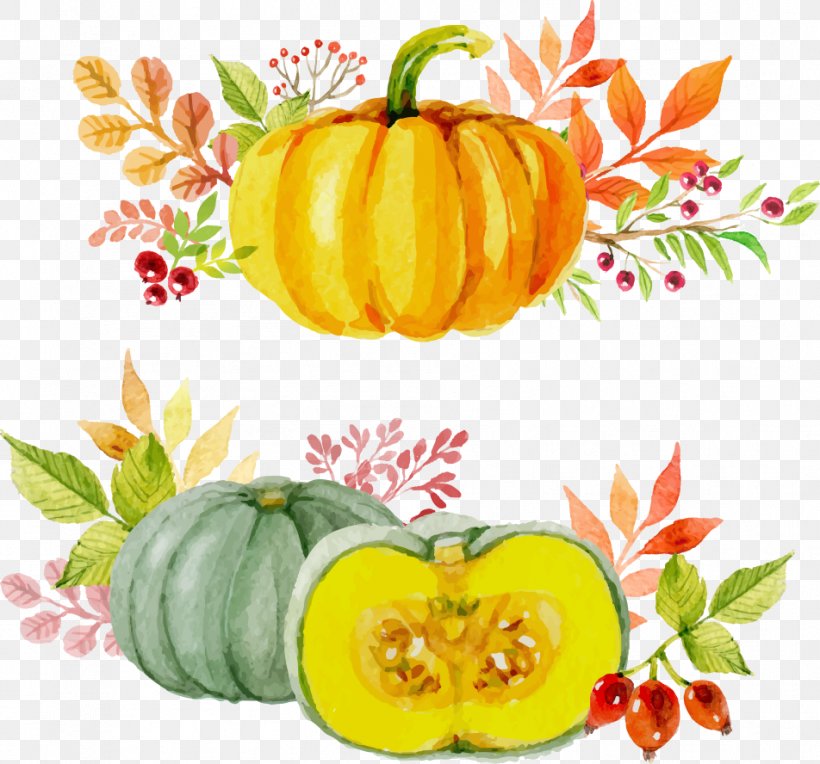 Paper Thanksgiving Watercolor Painting Autumn Pumpkin, PNG, 952x888px, Paper, Apple, Autumn, Autumn Leaf Color, Calabaza Download Free