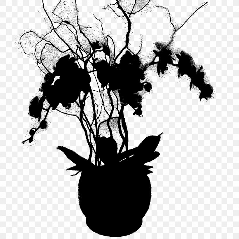 Flowering Plant Silhouette Leaf Plants, PNG, 1024x1024px, Flower, Black M, Blackandwhite, Botany, Flowering Plant Download Free