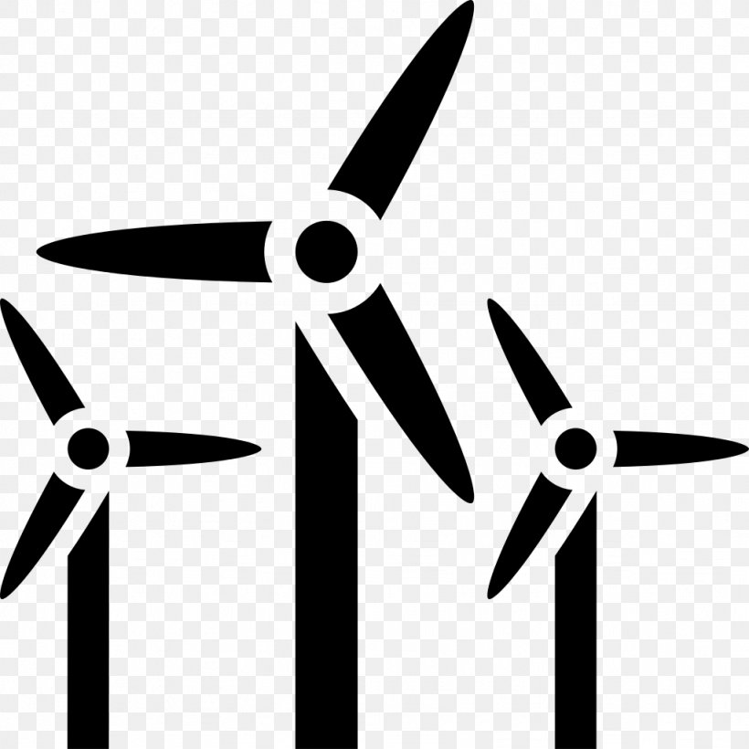 Wind Farm Wind Turbine Offshore Wind Power Clip Art, PNG, 1024x1024px, Wind Farm, Artwork, Black And White, Darrieus Wind Turbine, Energy Download Free