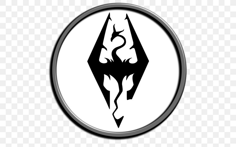 The Elder Scrolls V: Skyrim Decal Sticker Logo Video Game, PNG, 512x512px, Elder Scrolls V Skyrim, Area, Black And White, Brand, Decal Download Free