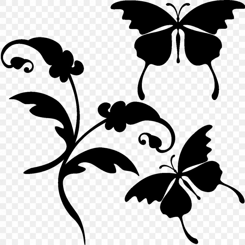Brush-footed Butterflies Sticker Mural Flower Clip Art, PNG, 1200x1200px, Brushfooted Butterflies, Animal, Artwork, Black, Black And White Download Free