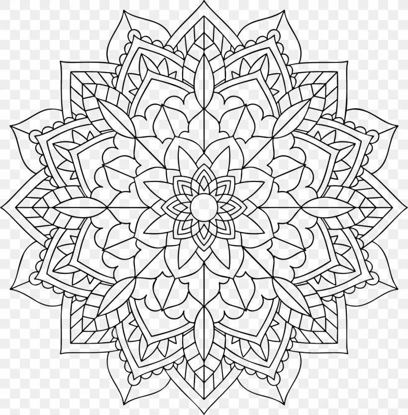 Geometric Shape Background, PNG, 1259x1280px, Mandala, Blackandwhite, Buddhism, Coloring Book, Drawing Download Free