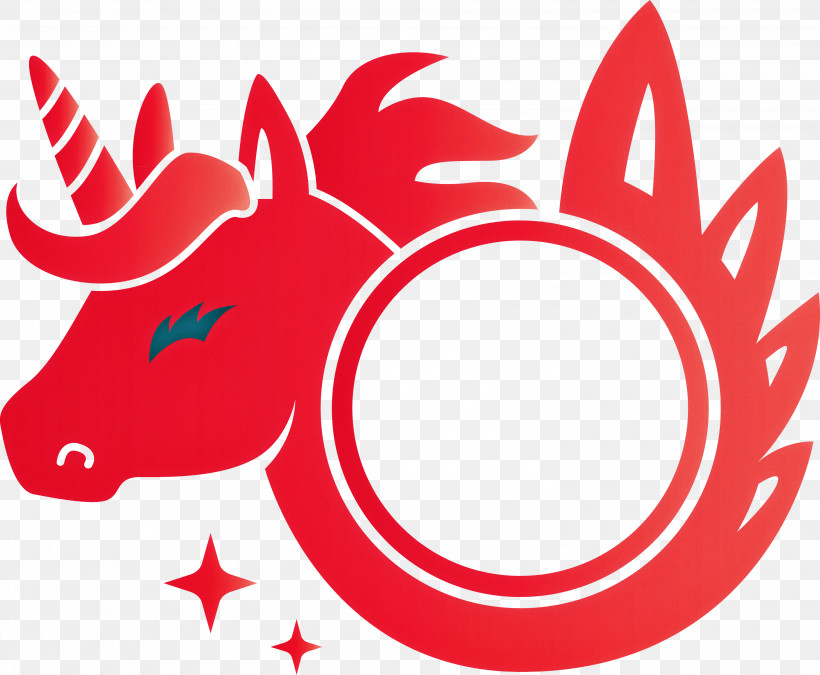 Unicorn Frame, PNG, 3000x2473px, Unicorn Frame, Horn, Red Download Free