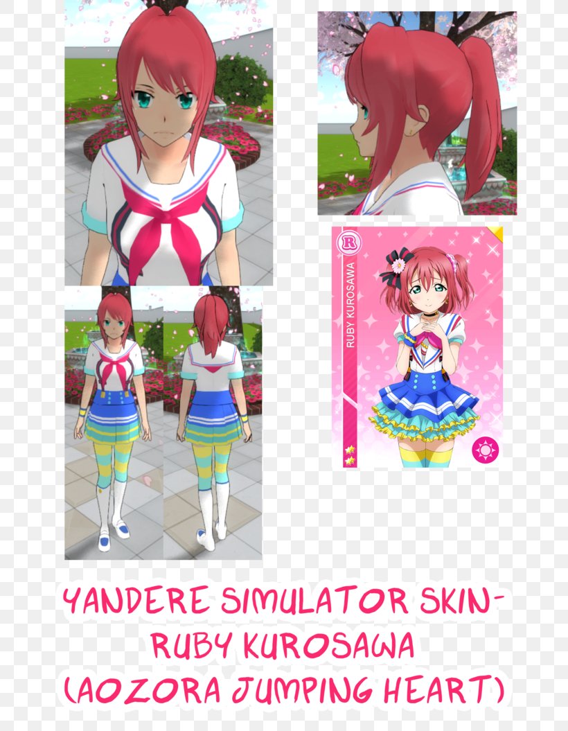 Yandere Simulator Aozora Jumping Heart Desktop Wallpaper Character, PNG, 757x1055px, Watercolor, Cartoon, Flower, Frame, Heart Download Free