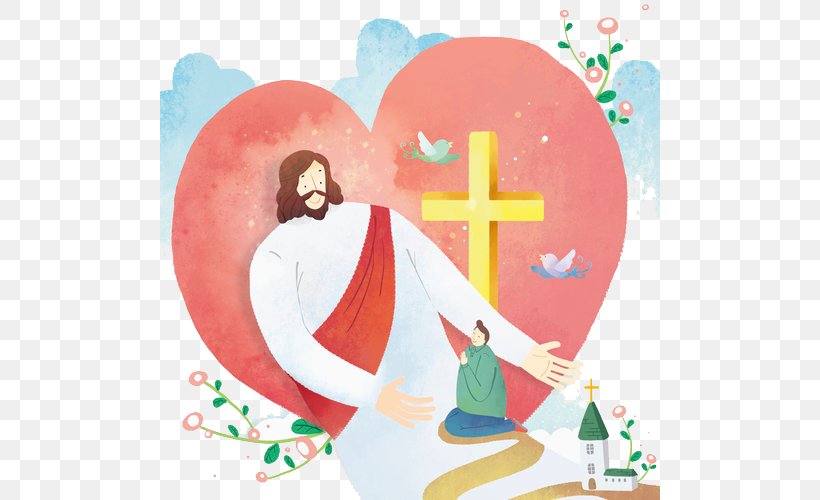 Cartoon Crucifixion Illustration, PNG, 500x500px, Watercolor, Cartoon, Flower, Frame, Heart Download Free