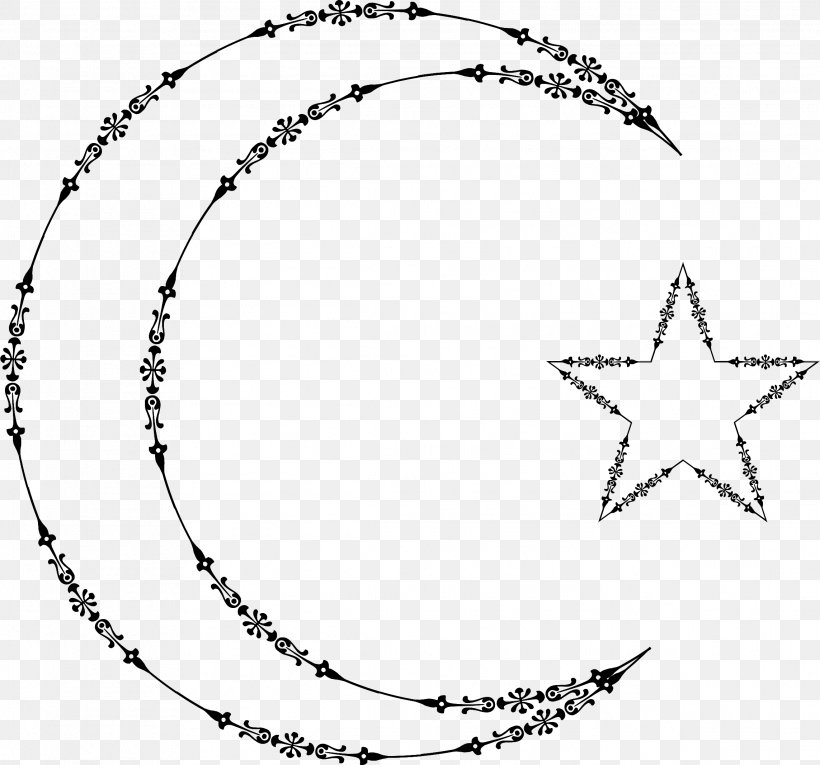 Star And Crescent Moon Lunar Phase Clip Art, PNG, 2286x2134px, Star And Crescent, Area, Art, Black And White, Body Jewelry Download Free