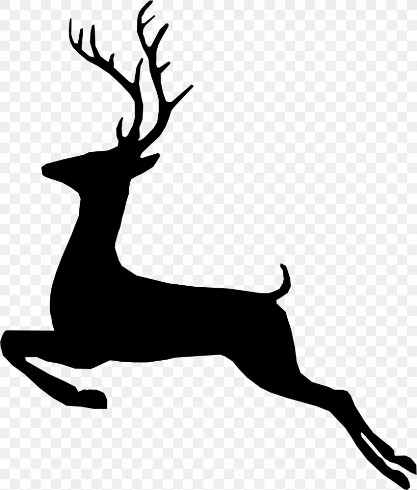 Reindeer Santa Claus Christmas Clip Art, PNG, 836x981px, Deer, Antler, Artwork, Black, Black And White Download Free