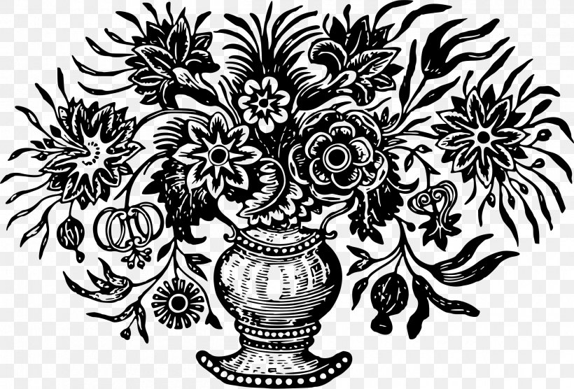 Black & White Drawing Vase Clip Art, PNG, 2400x1630px, Black White, Art, Black And White, Drawing, Flora Download Free