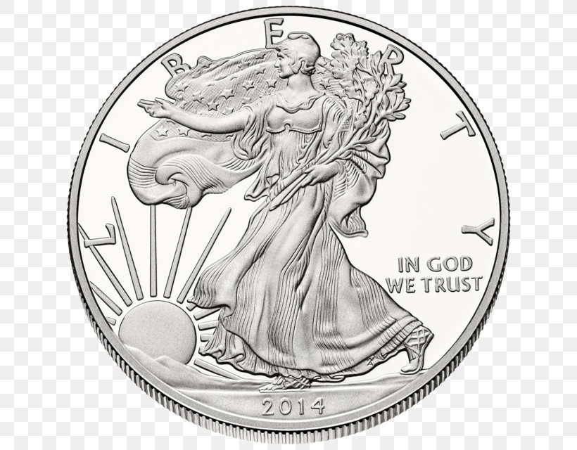 United States American Silver Eagle Silver Coin Bullion, PNG, 640x640px, United States, American Gold Eagle, American Silver Eagle, Black And White, Bullion Download Free