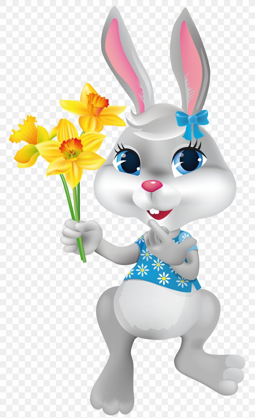Easter Bunny With Daffodils Clipart Picture, PNG, 3200x5240px, Easter Bunny, Amazon Kindle, Art, Clip Art, Display Resolution Download Free