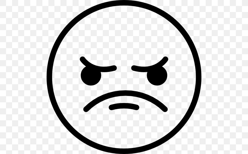 Emoticon Smiley Anger Clip Art, PNG, 512x512px, Emoticon, Anger, Art Emoji, Black And White, Crying Download Free