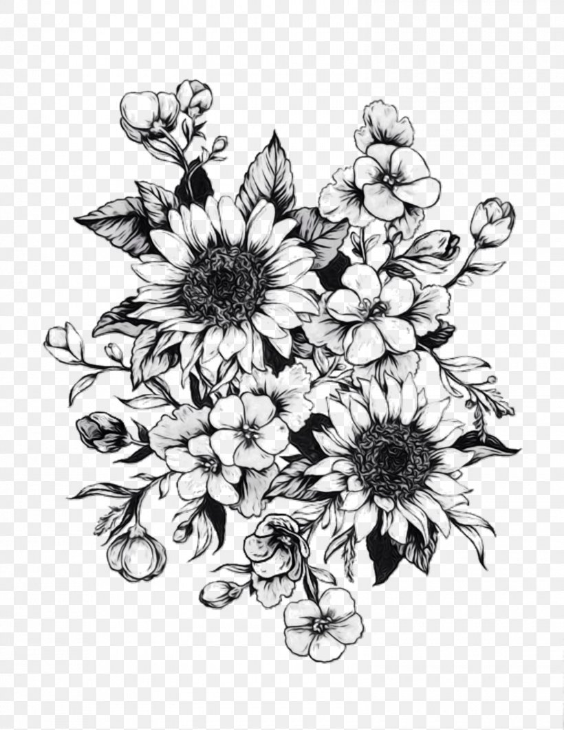 Floral Design Sleeve Tattoo Idea Flower, PNG, 1580x2048px, Floral Design, Art, Blackandwhite, Blume, Botany Download Free