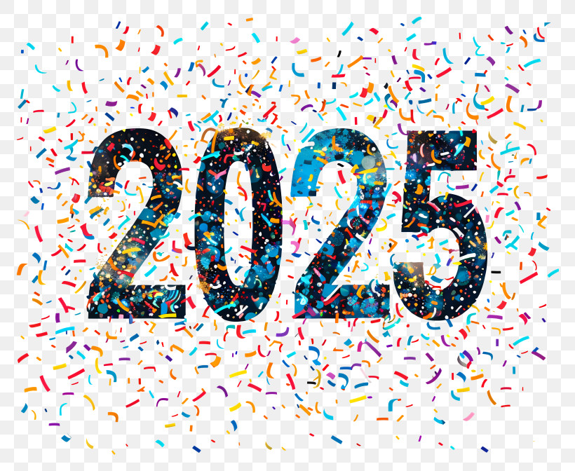 New Year 2025 - Festive 2025 With Confetti Celebration Design PNG