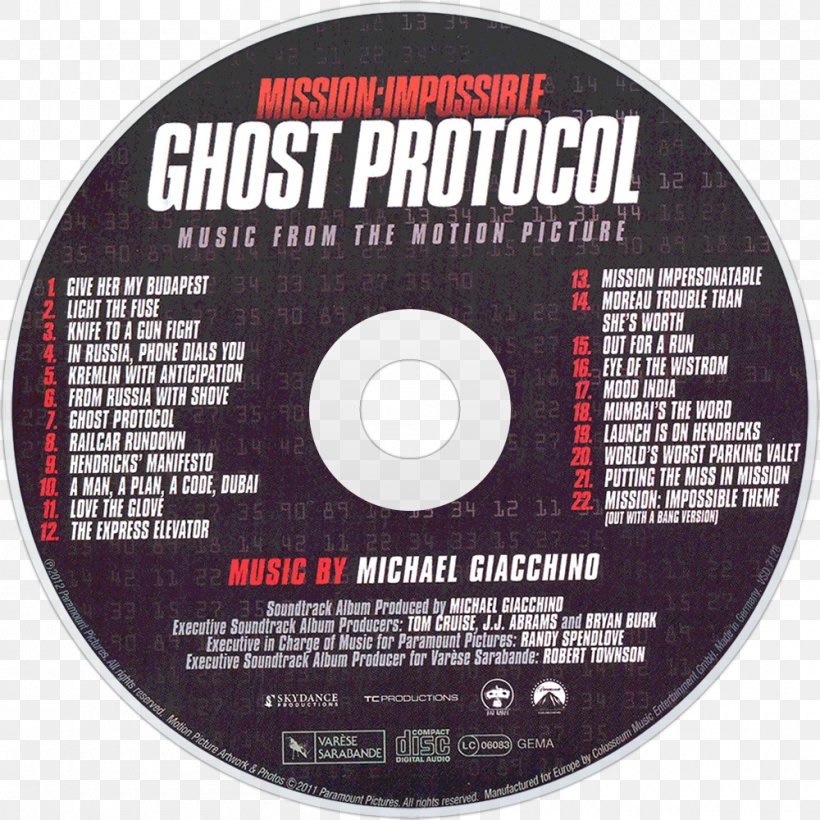 Mission: Impossible Ghost Protocol: Shooting Diary Compact Disc Film, PNG, 1000x1000px, Compact Disc, Brand, Computer Hardware, Dubbing, Dvd Download Free