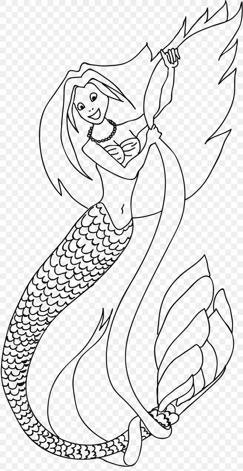 Ausmalbild Mermaid Coloring Book Neck Legendary Creature, PNG ...