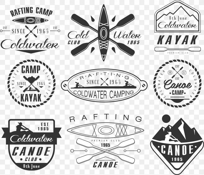 Vector Graphics Canoe Emblem Kayak Illustration, PNG, 2203x1888px, Canoe, Black And White, Brand, Canoeing And Kayaking, Emblem Download Free