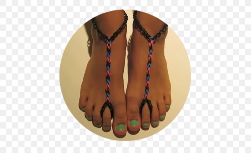 Rainbow Loom Sandal How-to Tutorial, PNG, 500x500px, Rainbow Loom, Barefoot, Bracelet, Child, Craft Download Free