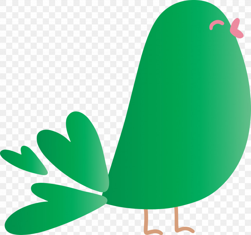 Green Leaf Beak, PNG, 3000x2820px, Cute Cartoon Bird, Beak, Green, Leaf Download Free