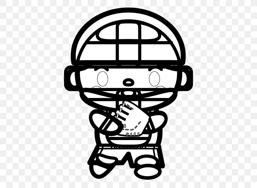 Baseball Catcher Black And White Clip Art, PNG, 600x600px, Baseball, American Football Protective Gear, Area, Artwork, Black Download Free
