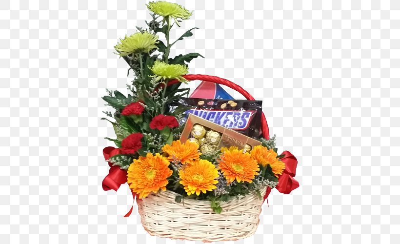 Floral Design Food Gift Baskets Flower Bouquet Chocolate, PNG, 500x500px, Floral Design, Artificial Flower, Basket, Chocolate, Cut Flowers Download Free