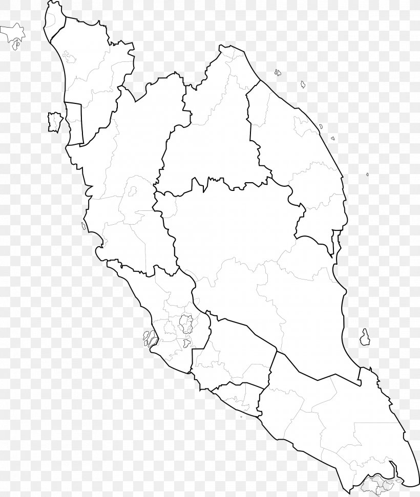 Peninsular Malaysia Federal Territories Blank Map Vector Map, PNG, 2025x2400px, Peninsular Malaysia, Area, Artwork, Black And White, Blank Map Download Free