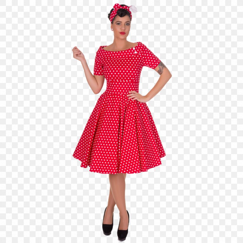 1950s Dress Polka Dot Vintage Clothing, PNG, 1000x1000px, Dress, Boat Neck, Clothing, Cocktail Dress, Collar Download Free