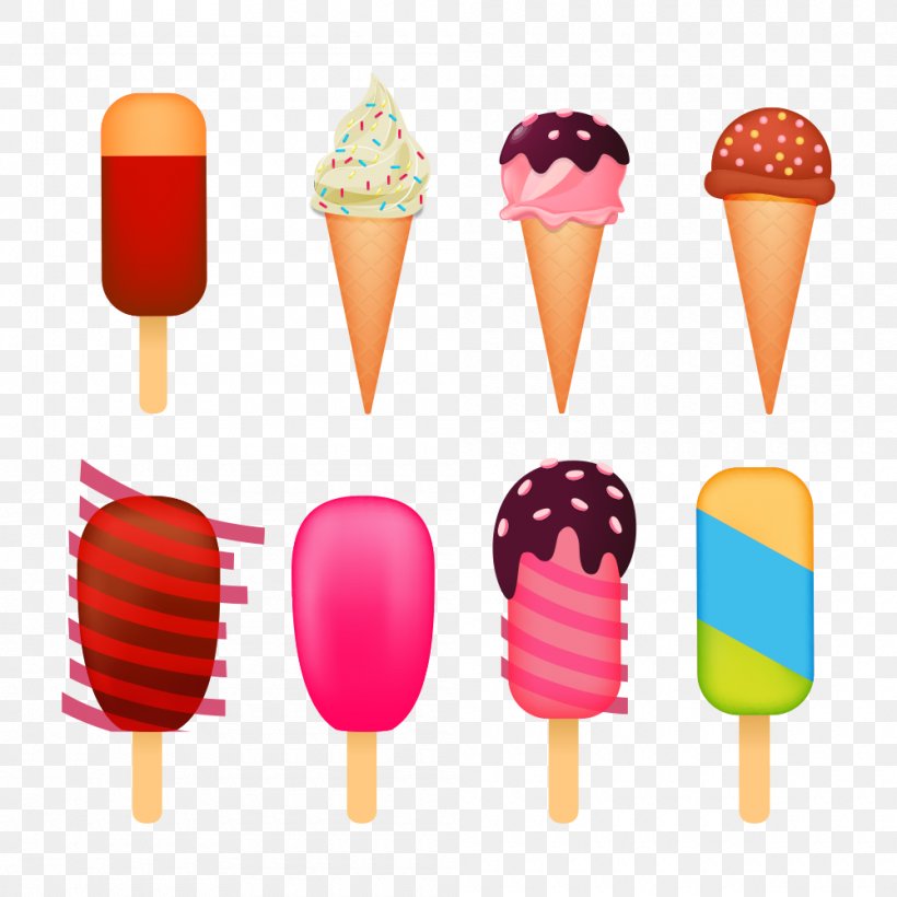 Ice Cream Cone Euclidean Vector Illustration, PNG, 1000x1000px, Ice Cream, Dessert, Food, Frozen Dessert, Fruit Download Free