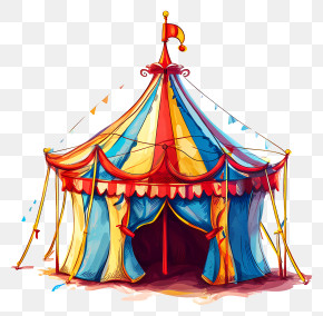 Tent Of Carnival - Colorful Circus Tent Illustration PNG