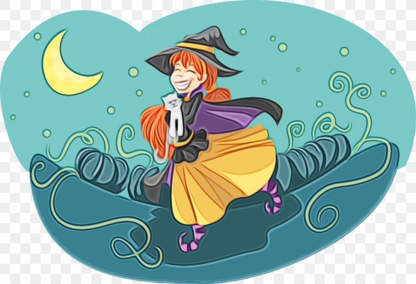 Witch, PNG, 960x656px, 2019, Watercolor, Black Cat, Cartoon, Costume Download Free