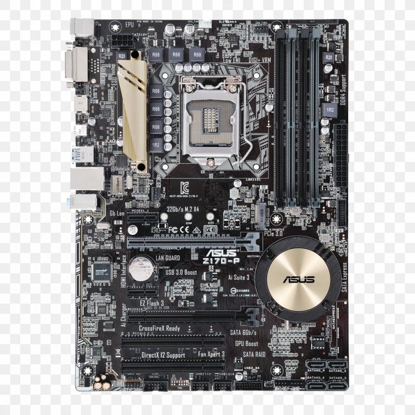 Z170 Premium Motherboard Z170-DELUXE LGA 1151 ASUS Z170-P LGA CPU Socket, PNG, 1000x1000px, Z170 Premium Motherboard Z170deluxe, Asus, Atx, Central Processing Unit, Computer Component Download Free