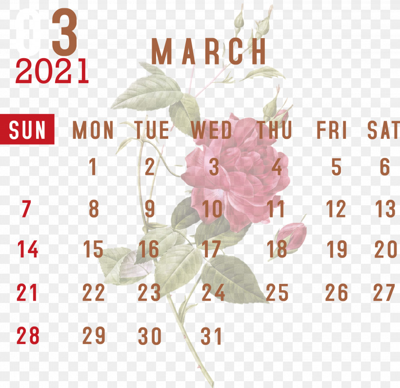 March 2021 Printable Calendar March 2021 Calendar 2021 Calendar, PNG, 3000x2908px, 2021 Calendar, March 2021 Printable Calendar, Biology, Floral Design, Flower Download Free
