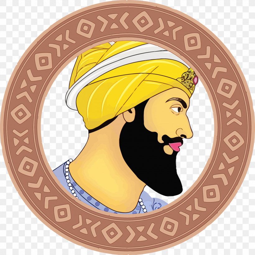 Yellow Headgear Label Turban Plate, PNG, 3000x3000px, Guru Gobind Singh Jayanti, Govind Singh, Headgear, Label, Paint Download Free