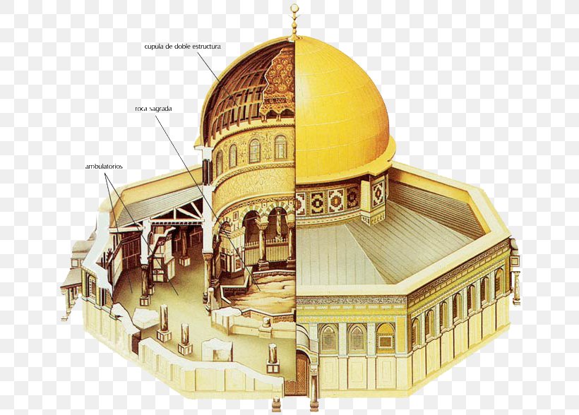 Dome Of The Rock Temple In Jerusalem Old City Foundation Stone Holy Of Holies, PNG, 664x588px, Dome Of The Rock, Building, Byzantine Architecture, Dome, Drawing Download Free