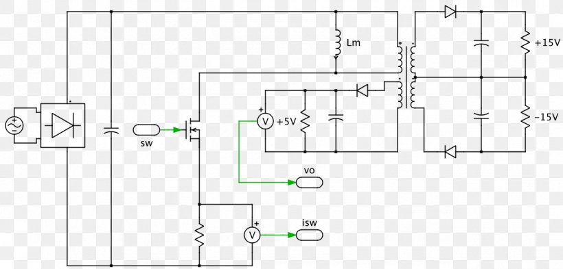 Flyback Converter Flyback Transformer Voltage Converter Electronic Circuit Electrical Network, PNG, 1278x614px, Flyback Converter, Area, Diagram, Direct Current, Drawing Download Free