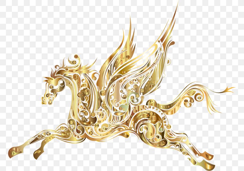 Flying Horses Pegasus Clip Art, PNG, 766x576px, Horse, Drawing, Fictional Character, Flying Horses, Gold Download Free