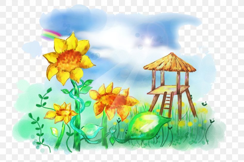 Cartoon Common Sunflower, PNG, 850x567px, Cartoon, Animation, Art, Child Art, Common Sunflower Download Free
