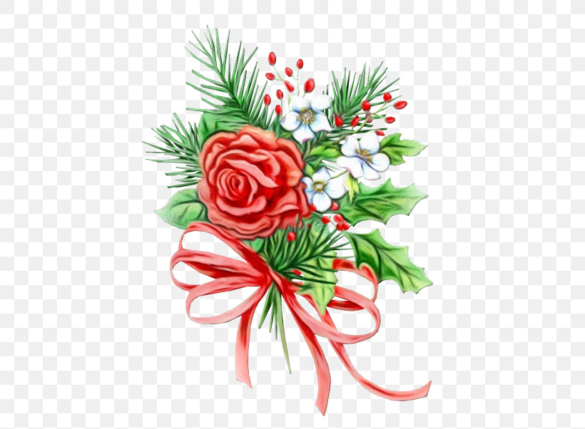 Plant Branch Christmas Flower Bouquet, PNG, 476x602px, Watercolor, Bouquet, Branch, Christmas, Conifer Download Free