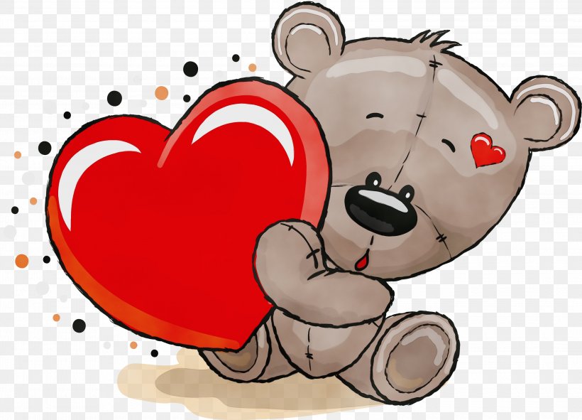 Teddy Bear, PNG, 3000x2163px, Watercolor, Animated Cartoon, Cartoon, Heart,  Love Download Free