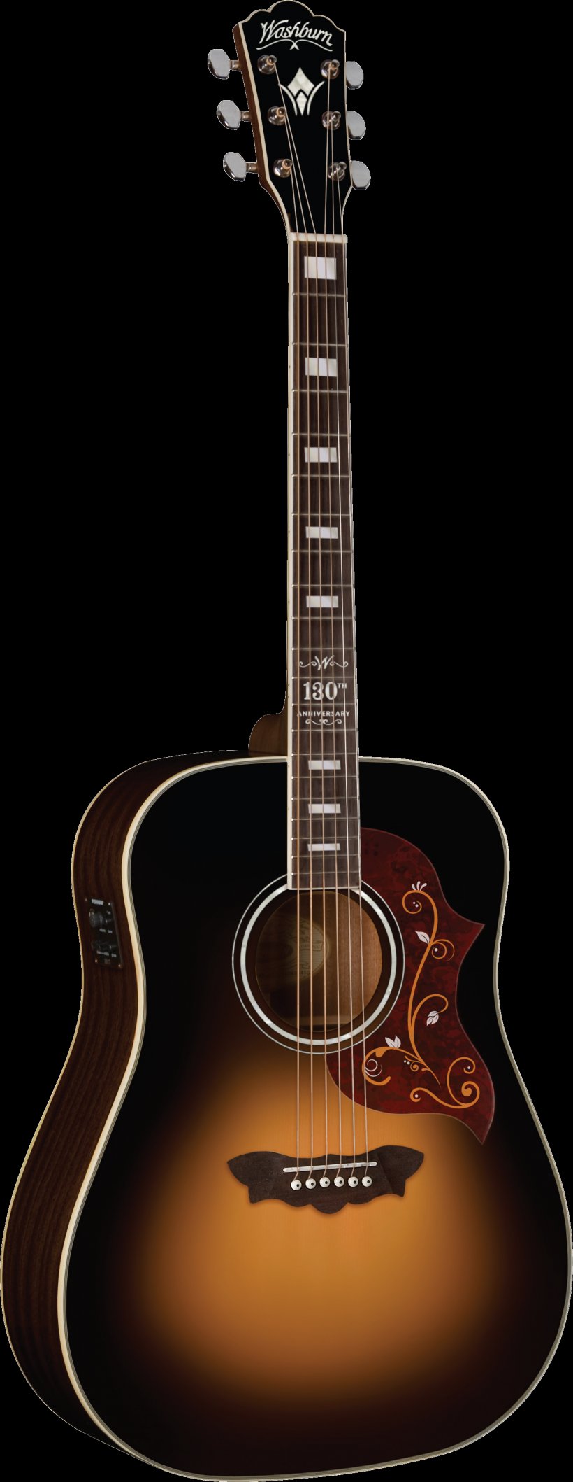 Dreadnought Sunburst Acoustic-electric Guitar Washburn Guitars Cutaway, PNG, 1403x3625px, Watercolor, Cartoon, Flower, Frame, Heart Download Free