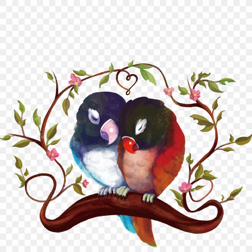 Bird Parrot Watercolor Painting Clip Art, PNG, 1500x1500px, Lovebird, Art, Beak, Bird, Couple Download Free